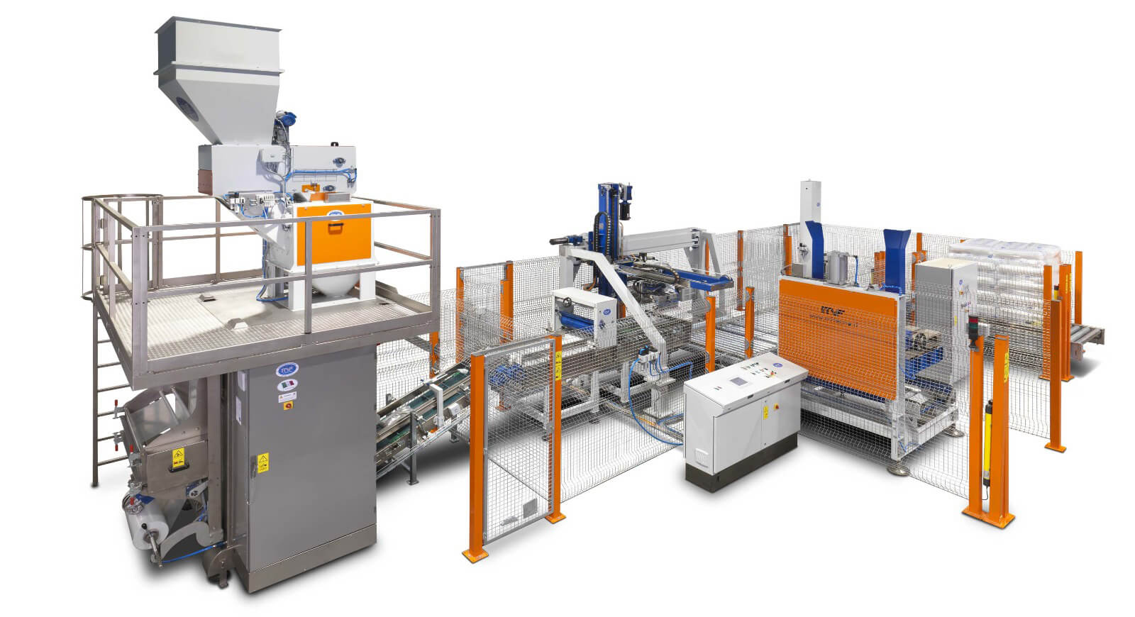 Wood Pellet Packaging Machine with Palletizer and Wrapping machine 1